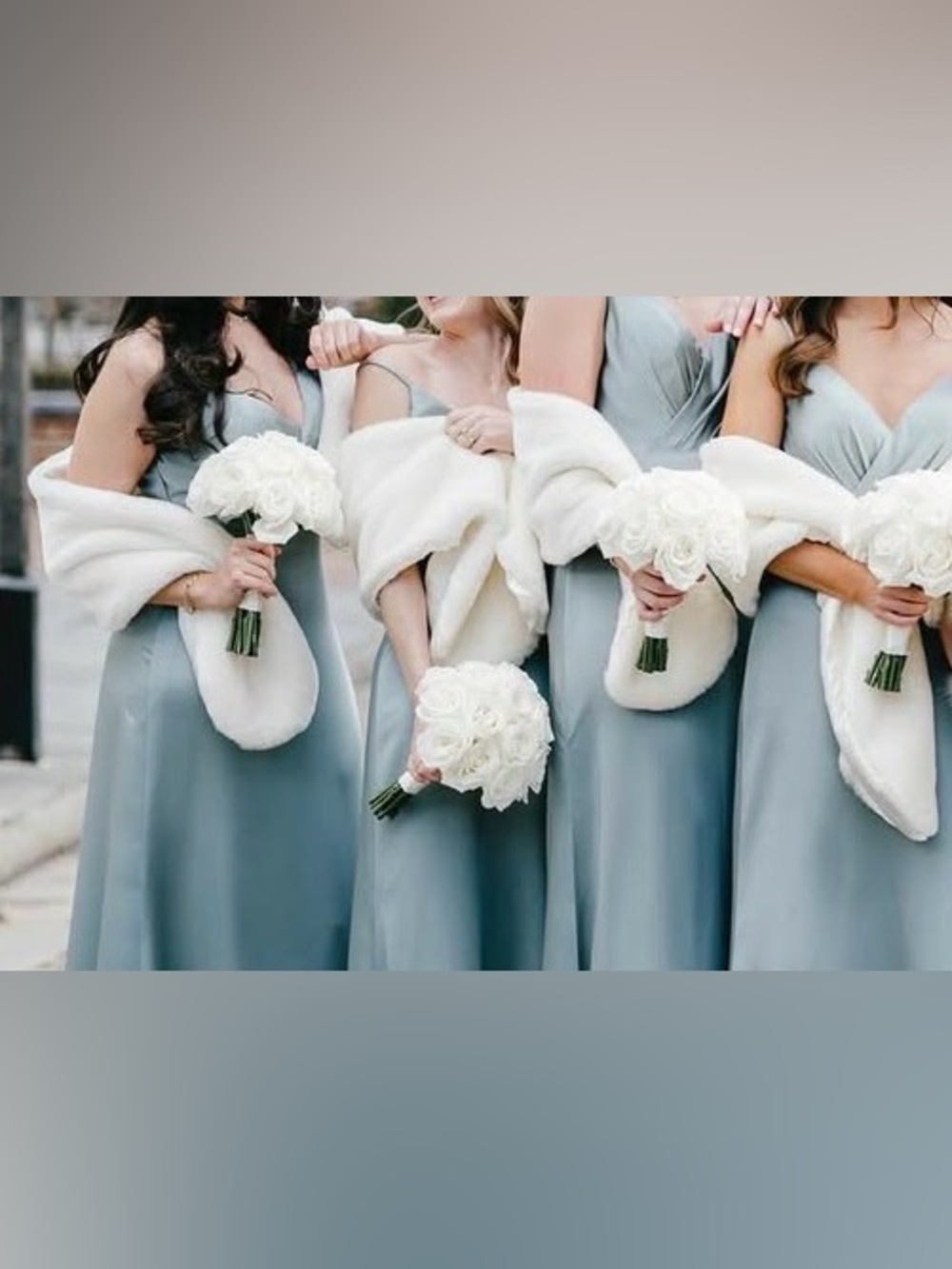 Ivory faux fur bridal shawl